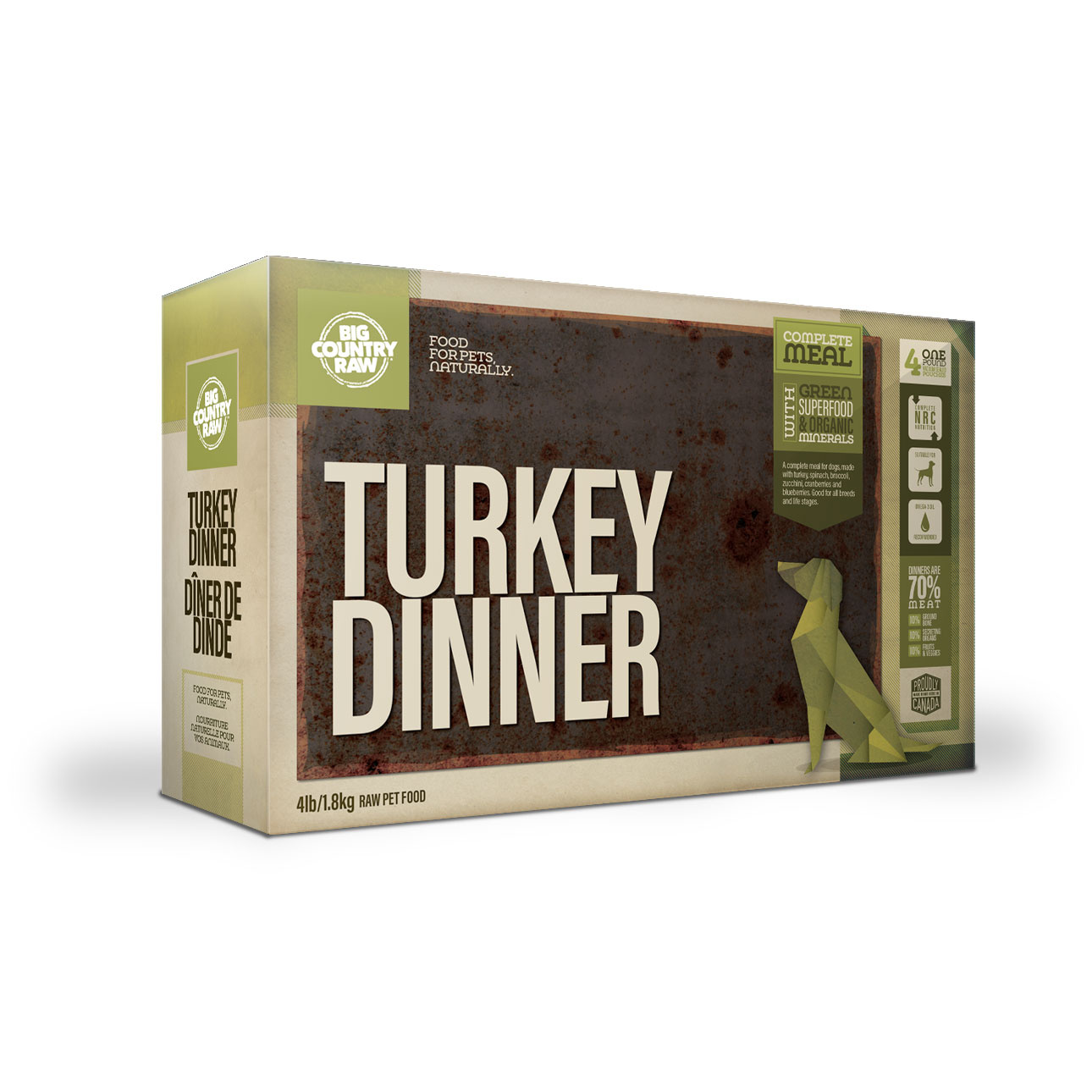 Big Country Raw Turkey Dinner Dog 4 x 1 lb
