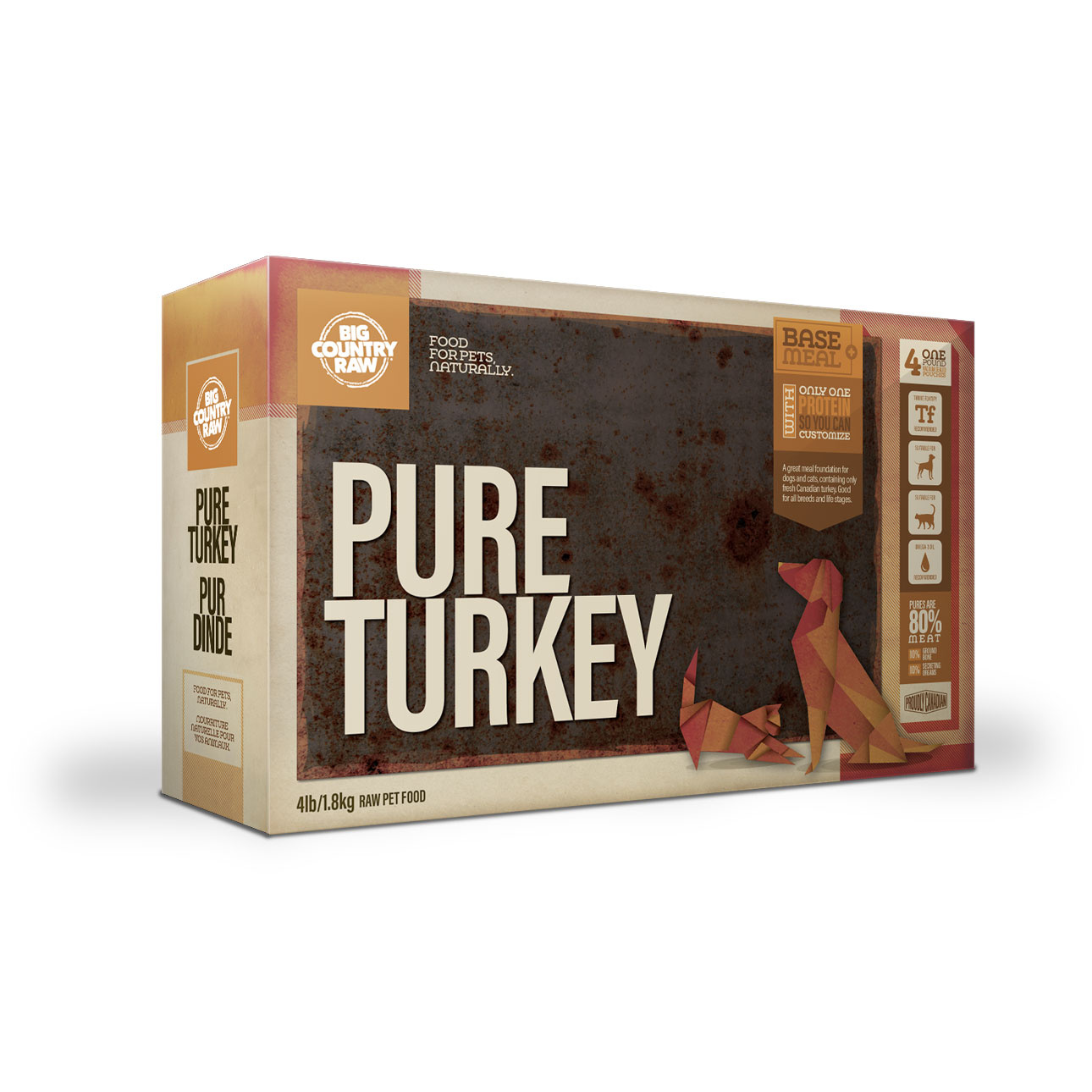 Big Country Raw Pure Turkey Dog 4x1 lb