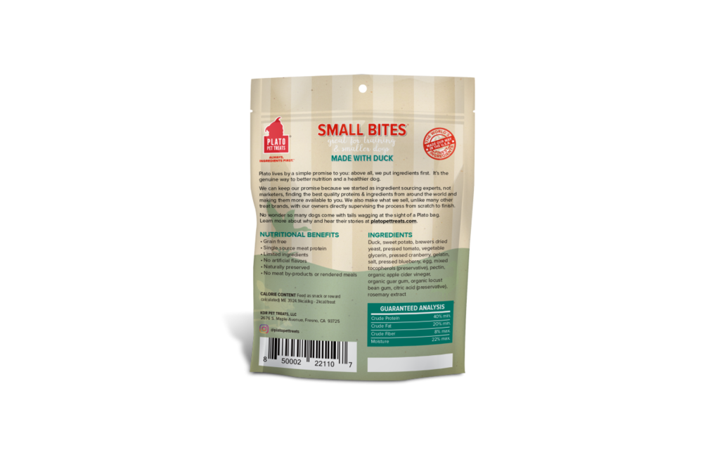 Plato Dog Small Bites Duck 2.5oz