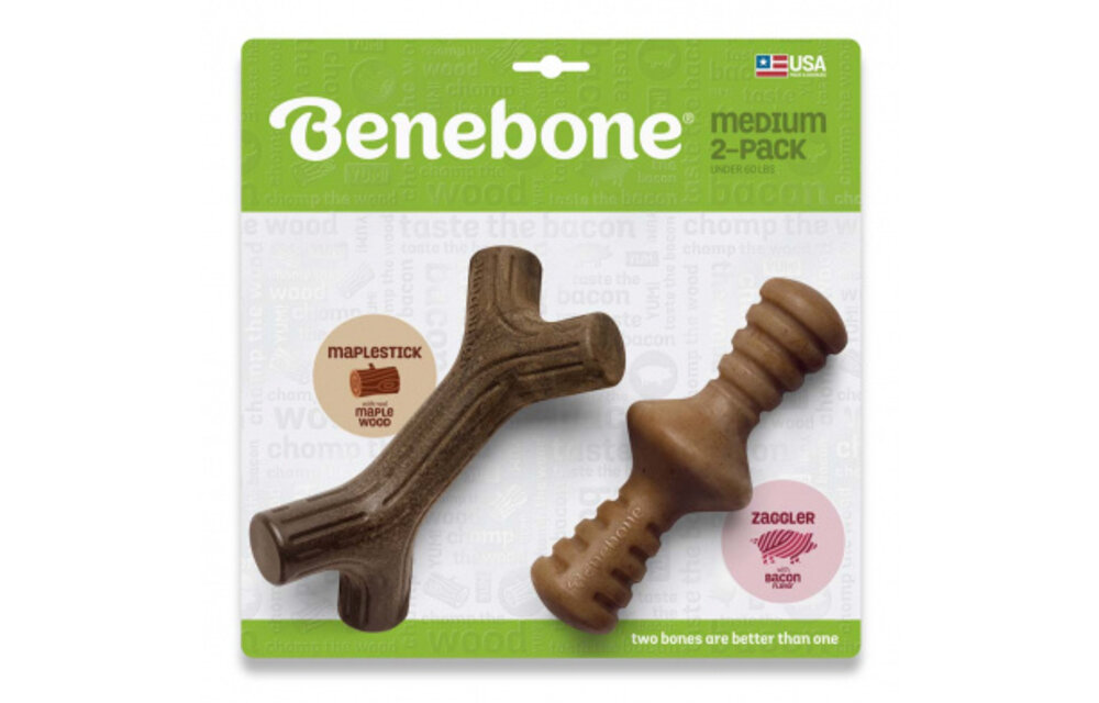Benebone Maplestick and Zaggler Bacon MEDIUM 2pk