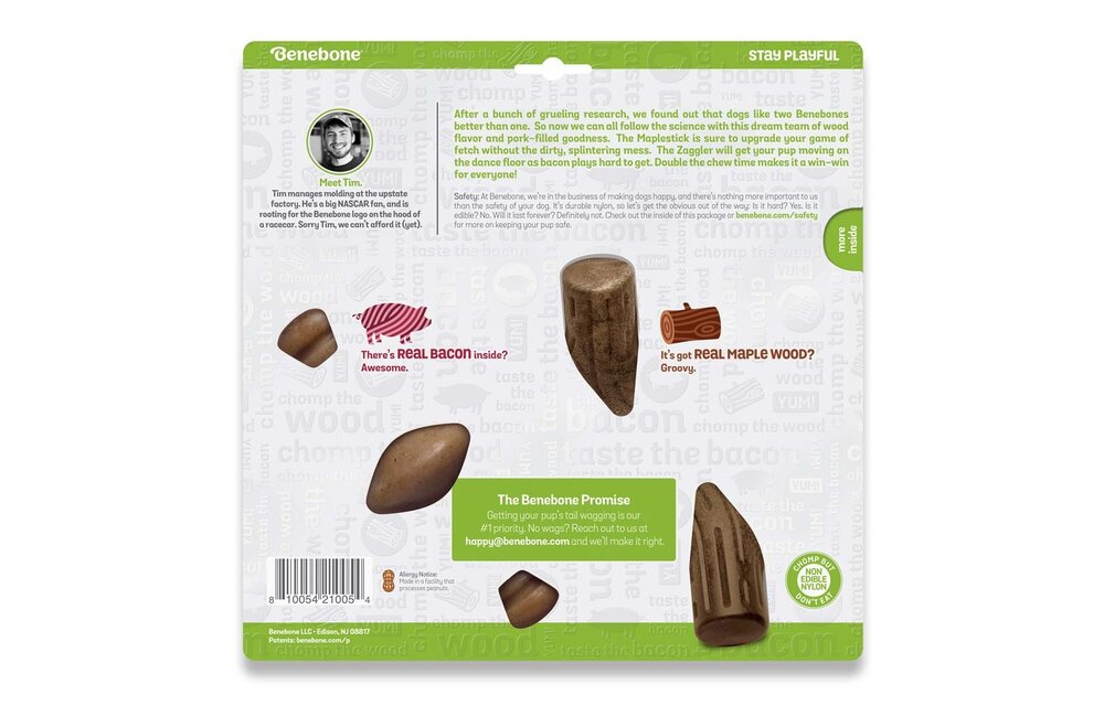 Benebone Maplestick and Zaggler Bacon MEDIUM 2pk