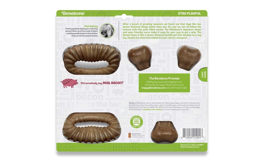 Benebone Dental Chew and Wishbone Bacon Medium 2pk