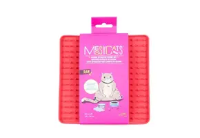 Messy Mutts Silicone Reversible Interactive Cat Licking Mat Red