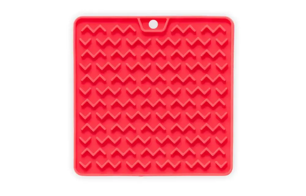 Messy Mutts Silicone Reversible Interactive Cat Licking Mat Red