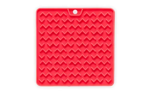 Messy Mutts Silicone Reversible Interactive Cat Licking Mat Red