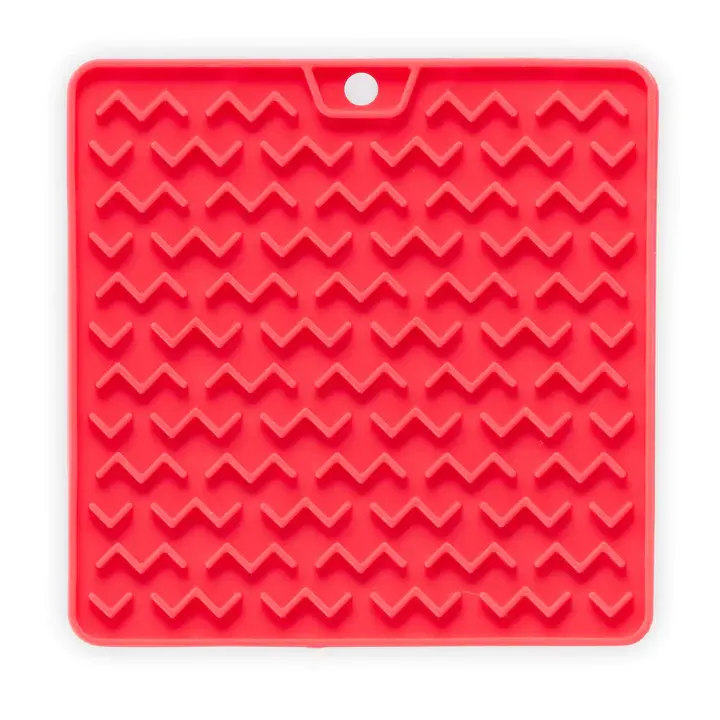 Messy Mutts Silicone Reversible Interactive Cat Licking Mat Red
