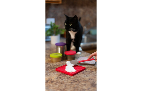 Messy Mutts Silicone Reversible Interactive Cat Licking Mat Red