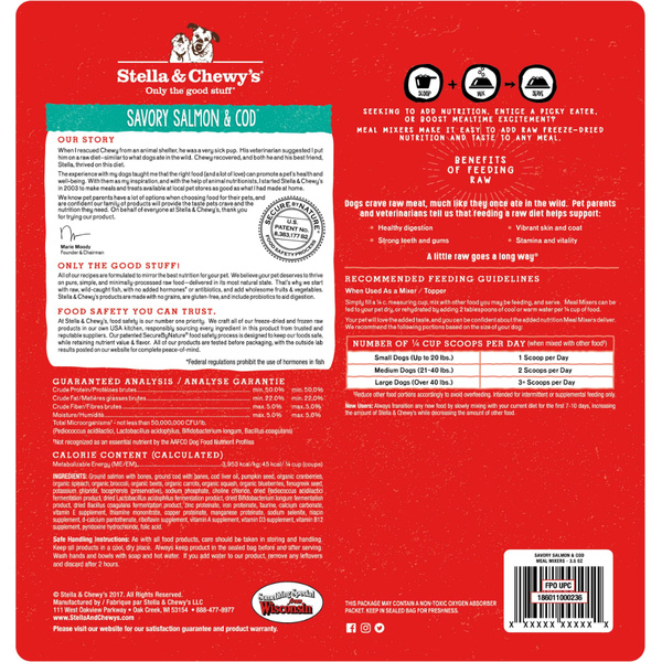 Stella & Chewy’s Dog FD Meal Mixers Salmon & Cod 3.5oz