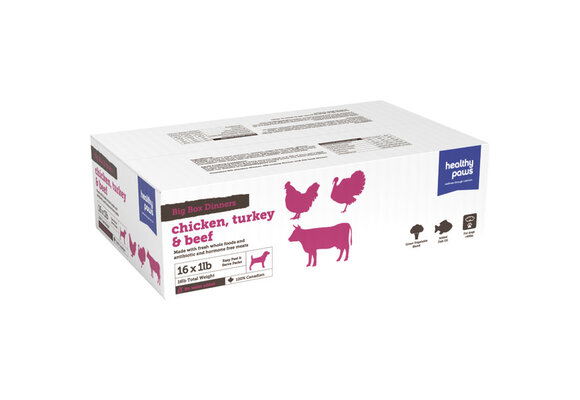 Healthy Paws Big Box Dinners - Chicken, Turkey & Beef 16 x 1Lb