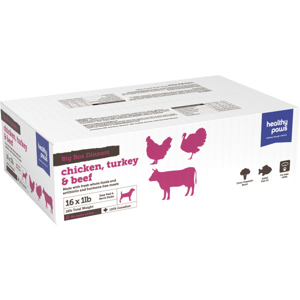 Healthy Paws Big Box Dinners - Chicken, Turkey & Beef 16 x 1Lb