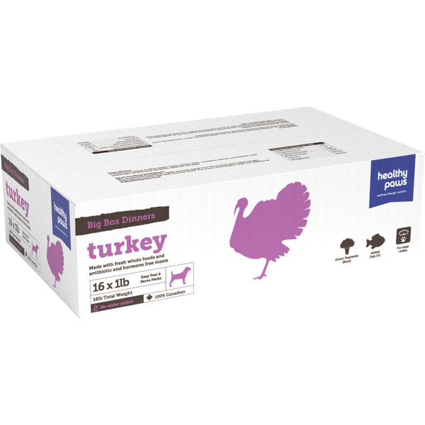 Healthy Paws Big Box Dinners - Turkey 16 x 1Lb