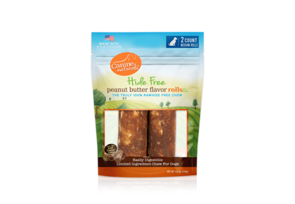 Canine Naturals Hide-Free Peanut Butter Rolls Med 2Pk