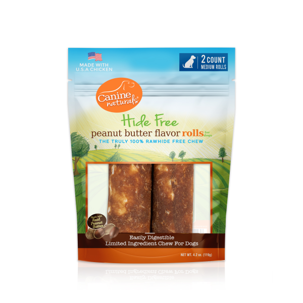 Canine Naturals Hide-Free Peanut Butter Rolls Med 2Pk
