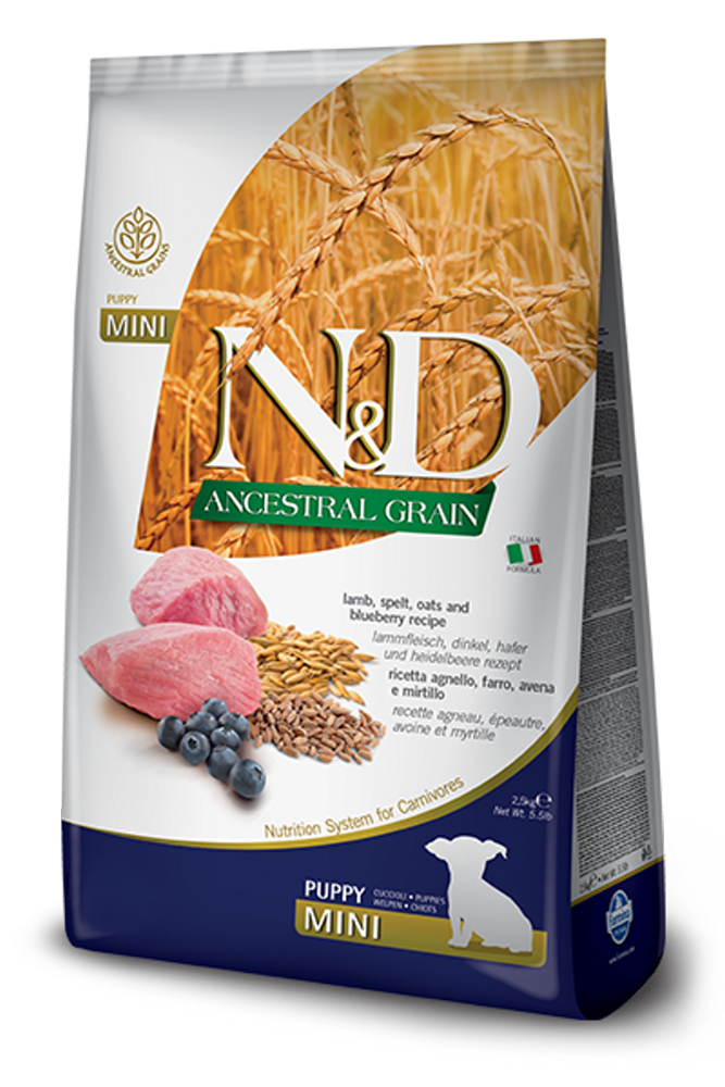 Farmina N&D Puppy Ancestral Grain - Lamb & Blueberry Mini 2.5kg