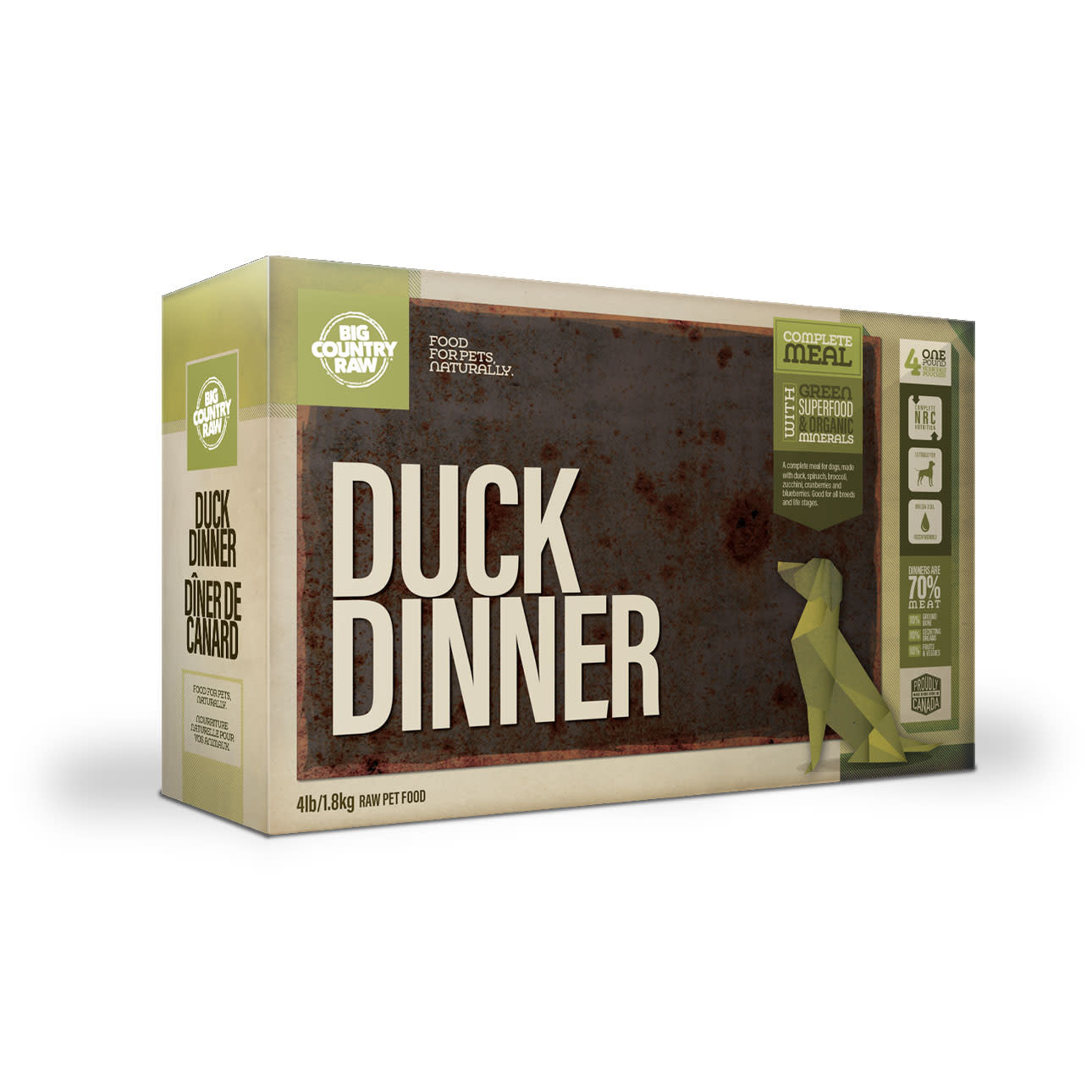 Big Country Raw Duck Dinner Carton Dog 4x1 lb