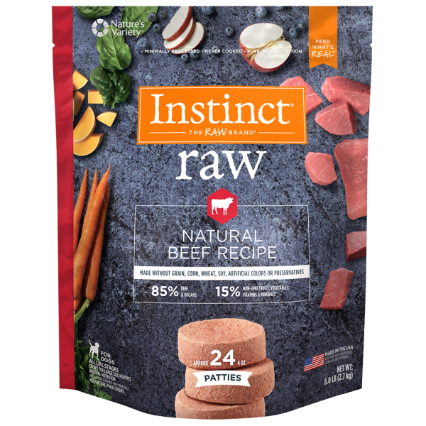 Instinct Dog Raw Natural Beef Patties 6lb