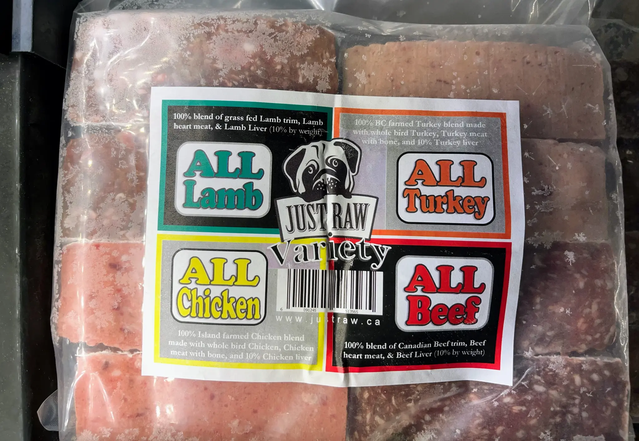 Just Raw Variety Pack All Meat 4lb (8 x .5lb)