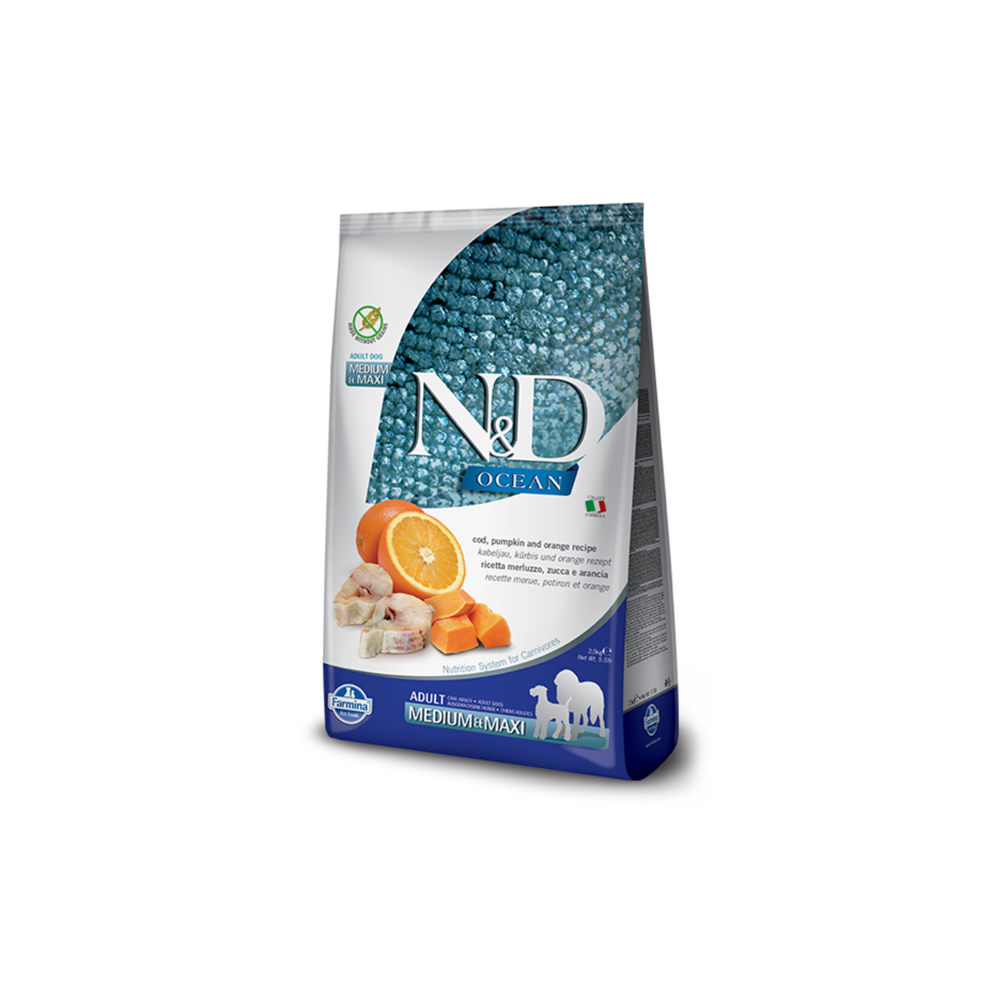 Farmina N&D Dog Ocean Cod, Pumpkin Orange Med/Maxi 12kg