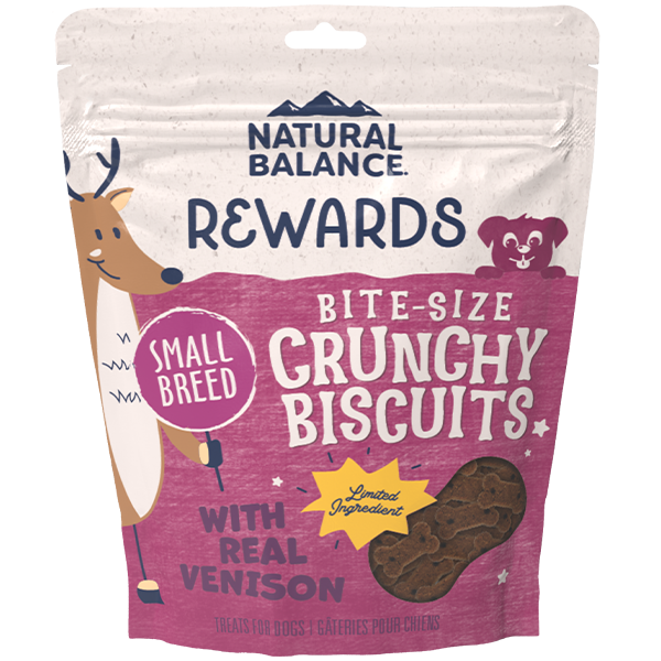 Natural Balance Dog Treats Crunchy Biscuits Venison Bite-Size 8oz