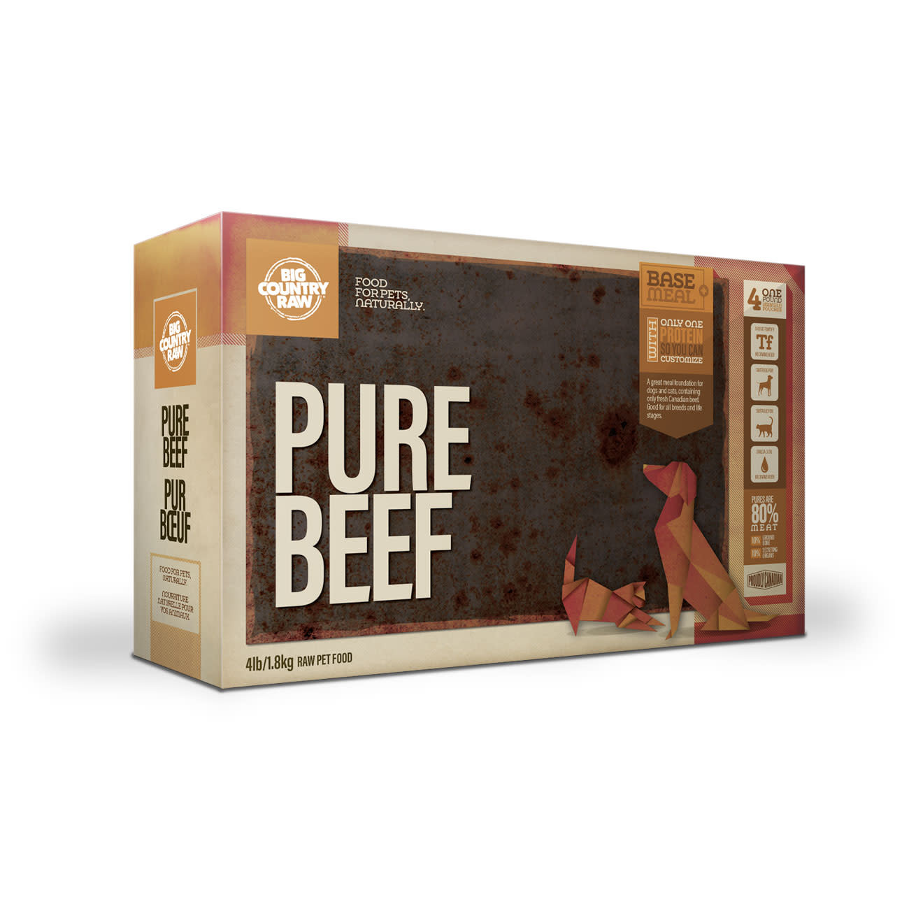Big Country Raw Pure Beef Carton Dog 4x1 lb