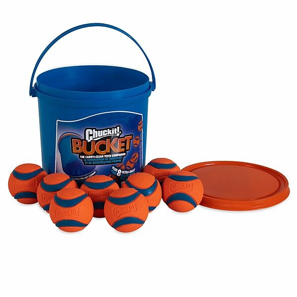 Chuckit Bucket With Ultra Ball Medium 8PK Woofy s by Paw Street Market
