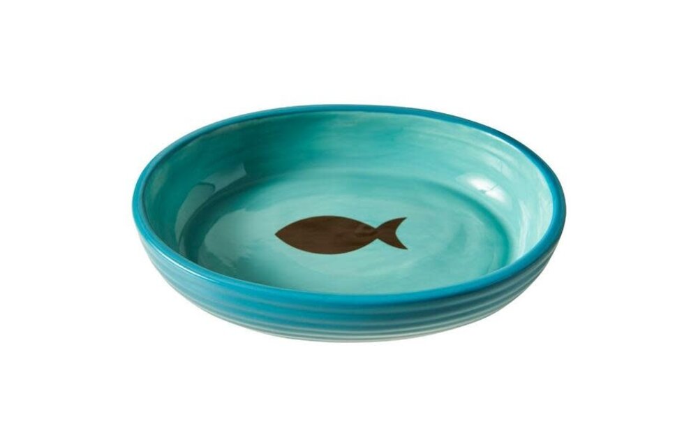 Elegance Cat Dish Aqua 6"