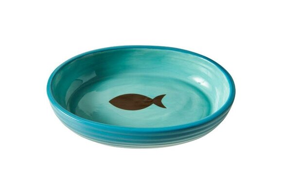 Elegance Cat Dish Aqua 6"