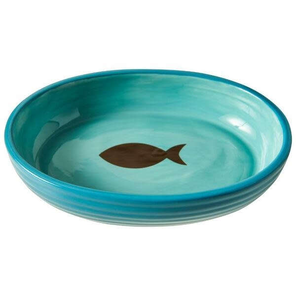 Elegance Cat Dish Aqua 6"