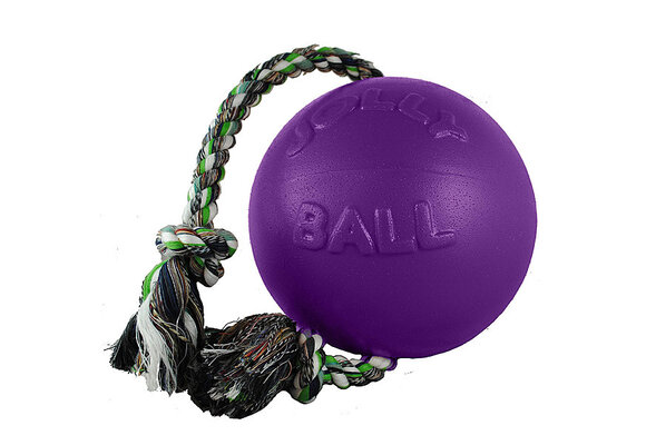 Jolly Ball Romp N Roll Ball with Rope Purple 6"