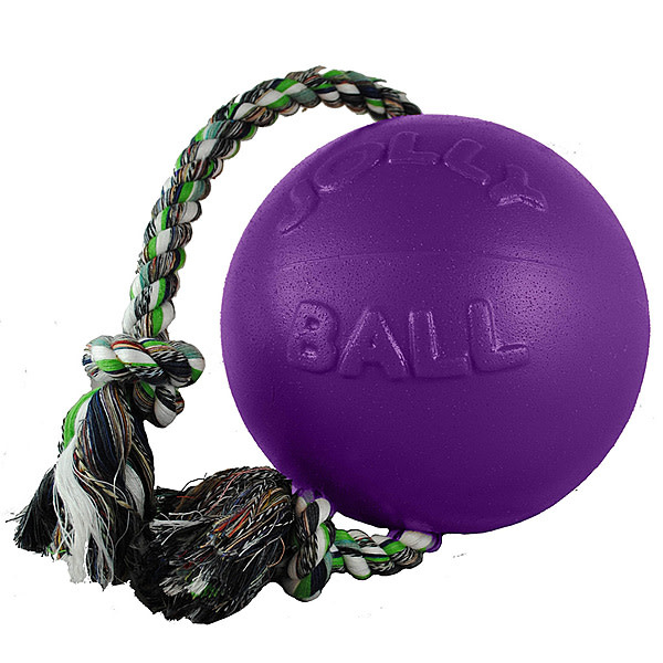 Jolly Ball Romp N Roll Ball with Rope Purple 6"