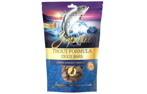 Zignature Ziggy Bars Trout Treats Dog 12 oz