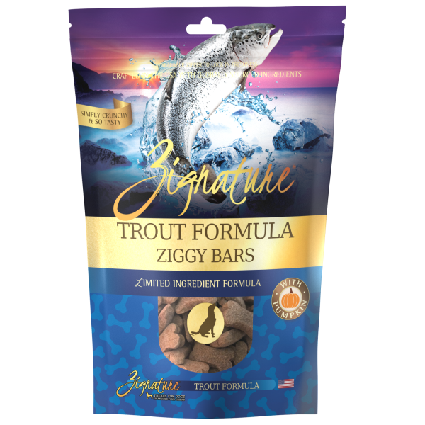 Zignature Ziggy Bars Trout Treats Dog 12 oz