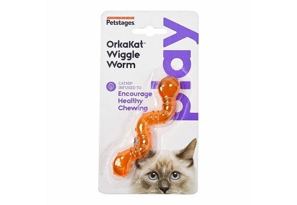 Orkakat Catnip Wiggle Worm Orange