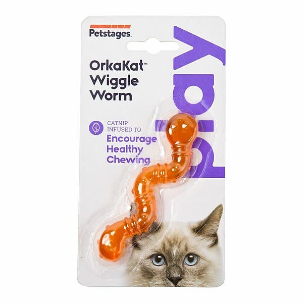Orkakat Catnip Wiggle Worm Orange