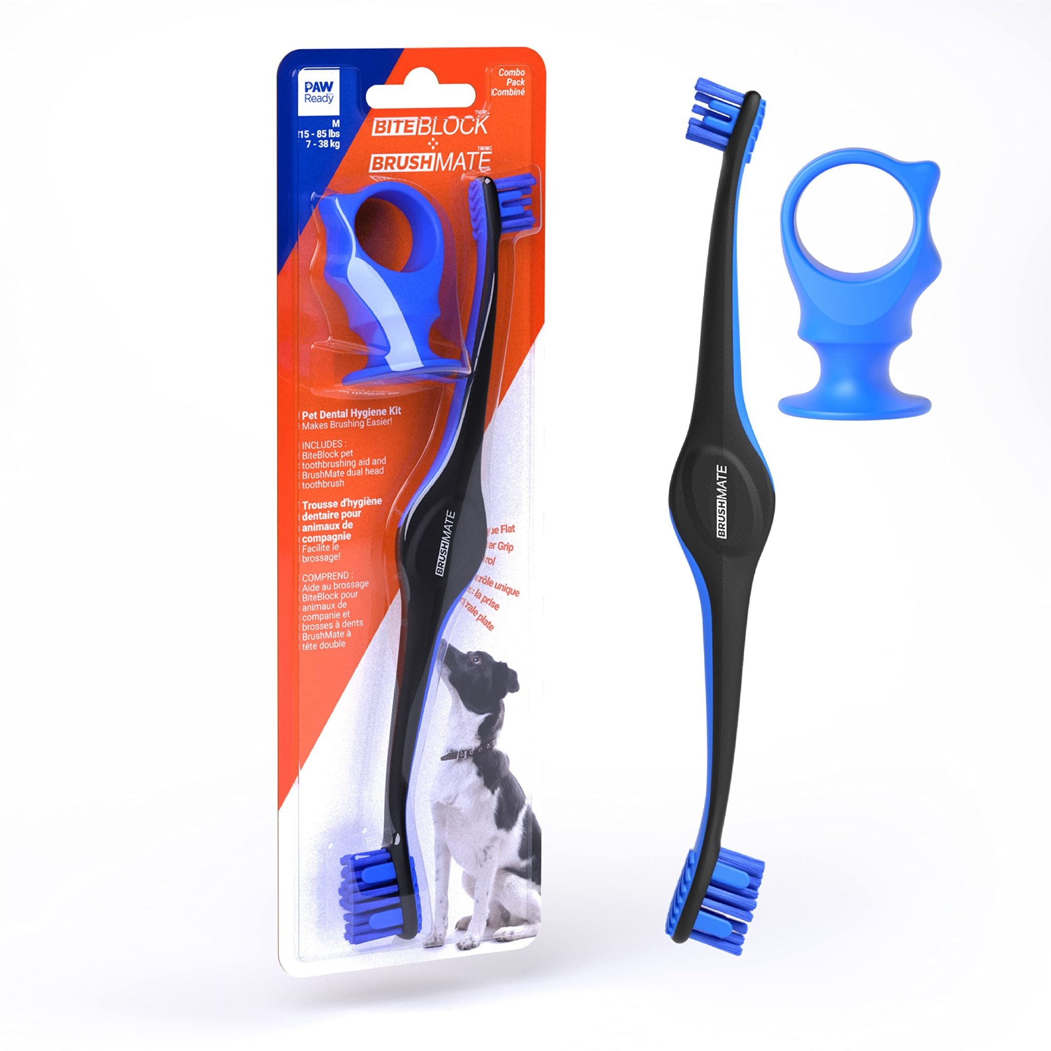 Paw Ready Toothbrush w/Biteblock Blue Medium
