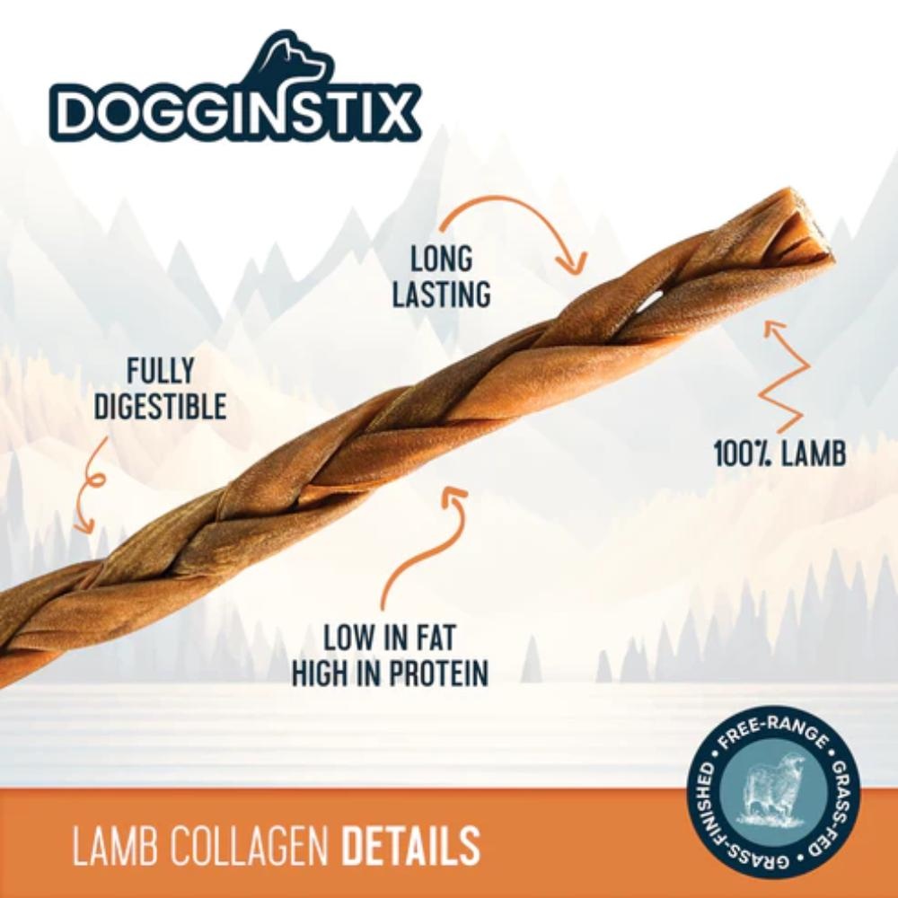 Dogginstix Braided Lamb Collagen 24"