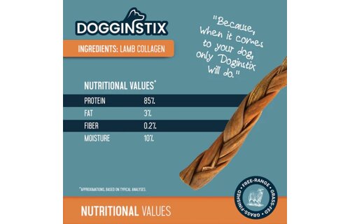 Dogginstix Braided Lamb Collagen 6"