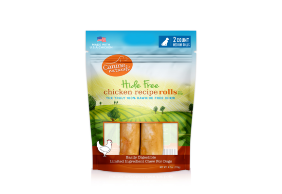 Canine Naturals Hide-Free Chicken Rolls Medium 2Pk