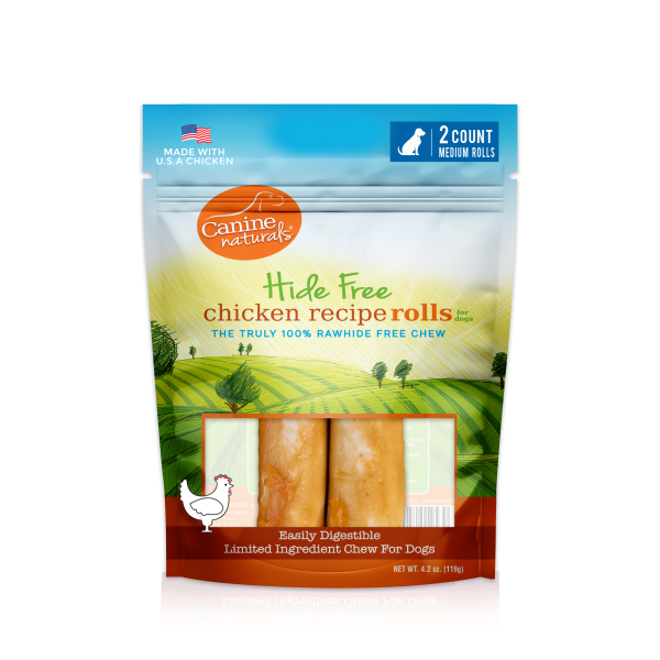Canine Naturals Hide-Free Chicken Rolls Medium 2Pk