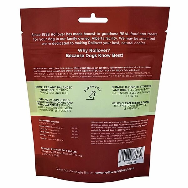 Rollover Functional Crunchy Biscuits Beef & Spinach 250g