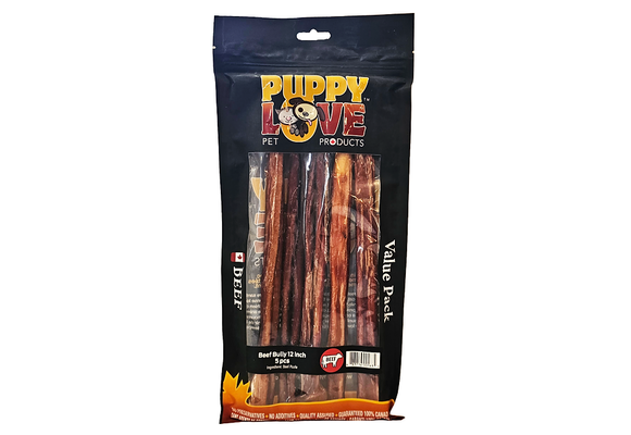 #Puppy Love Beef Bully Stick 12" 5pk (5/cs)