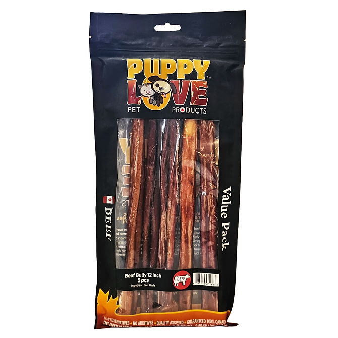 #Puppy Love Beef Bully Stick 12" 5pk (5/cs)