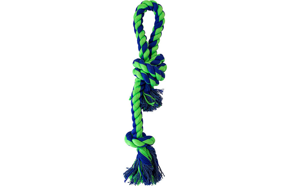 Knotty & Nice Rope & Handle Blue & Green 17.75 ''