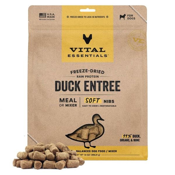 Vital Essentials FD Raw Duck Entree & Mixer Soft Nibs Dog 14oz