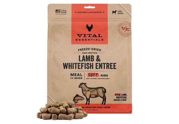 Vital Essentials FD Raw Lamb& WFish Mixer Soft Nibs Dog 14oz