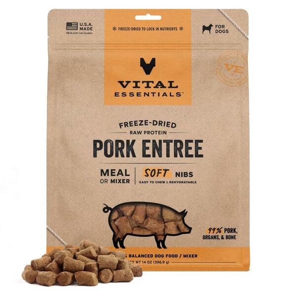 Vital Essentials FD Raw Pork Entree & Mixer Soft Nibs Dog 14oz