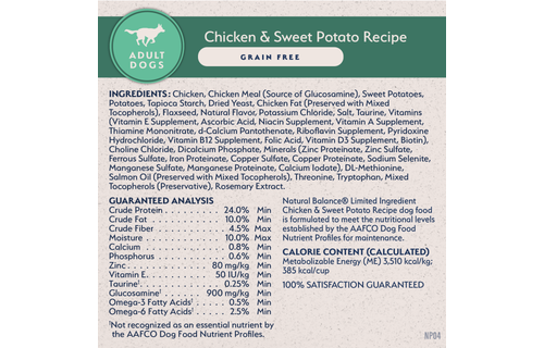Natural Balance Dog LID Chicken & Sweet Potato 24Lb