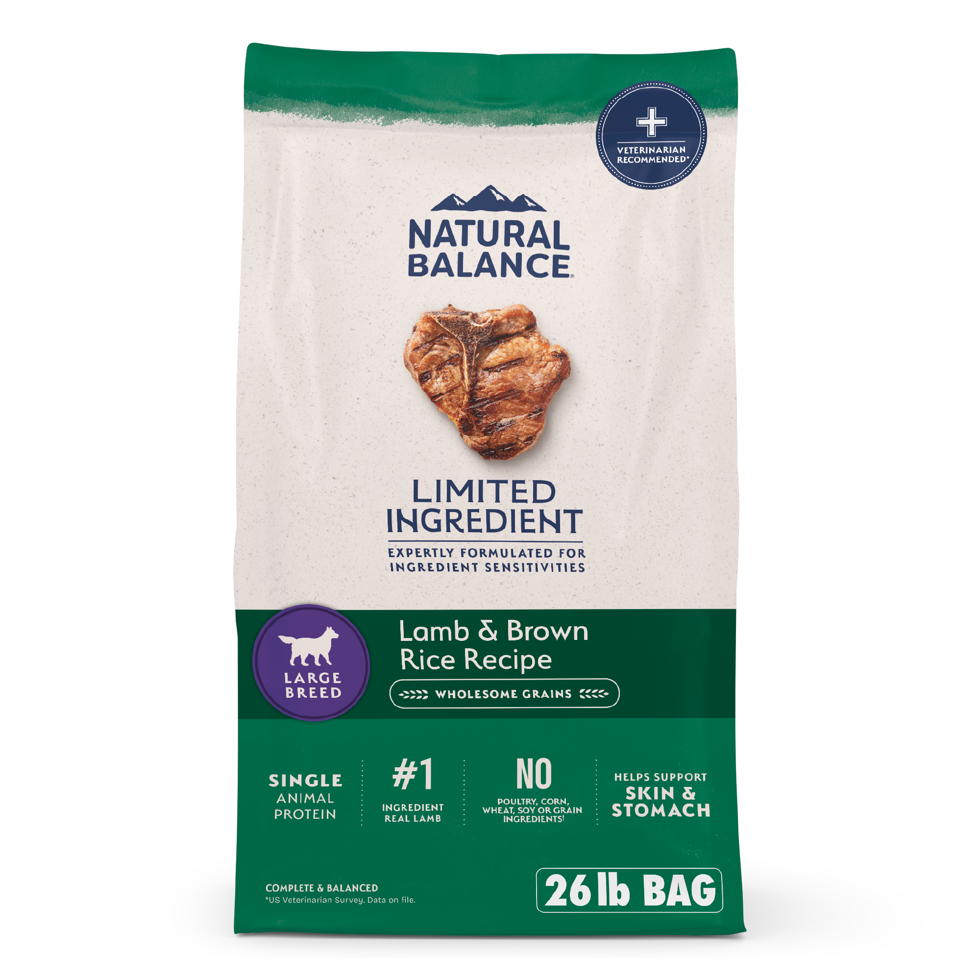 Natural Balance Lamb & Rice Large Breed Dog 26 lb