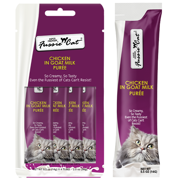 Fussie Cat Treat Chicken in Goat Milk Puree 2oz