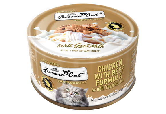 Fussie Cat Chicken w/Beef in Goat Milk 2.47oz